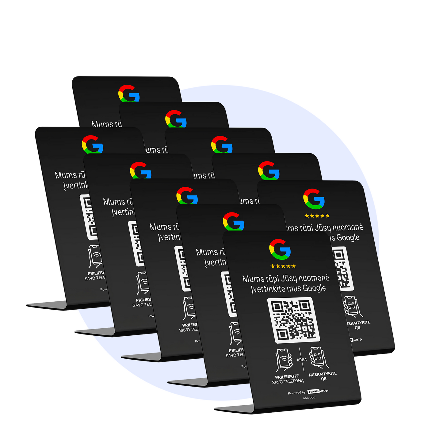 Google Atsiliepimų Stovas - Juodas - REVIU.SHOP